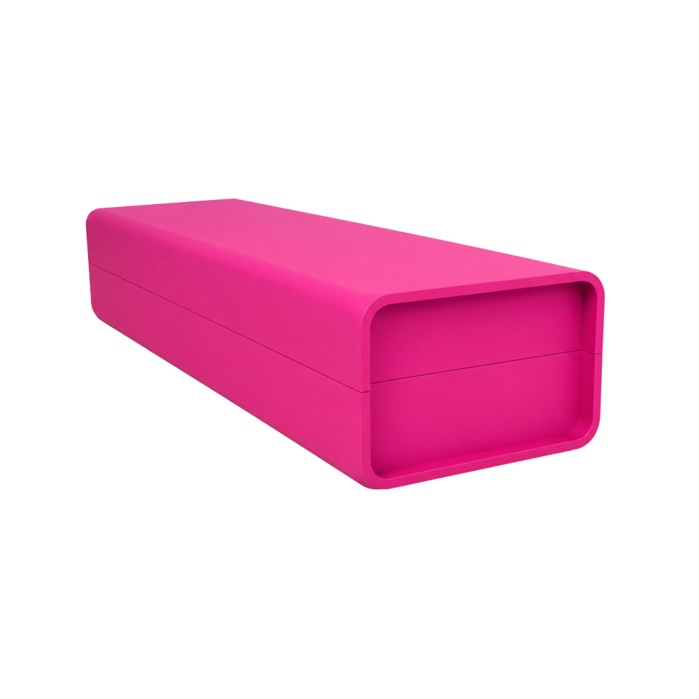 Optimistic Coffin Pink lasiert, geschlossen in Schrägansicht